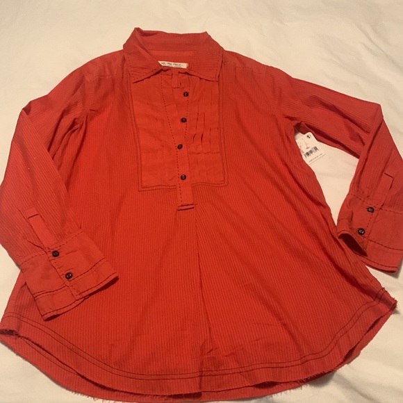 NWT Free People We The Free Black Tie Tux Shirt size S - Picture 2 of 11